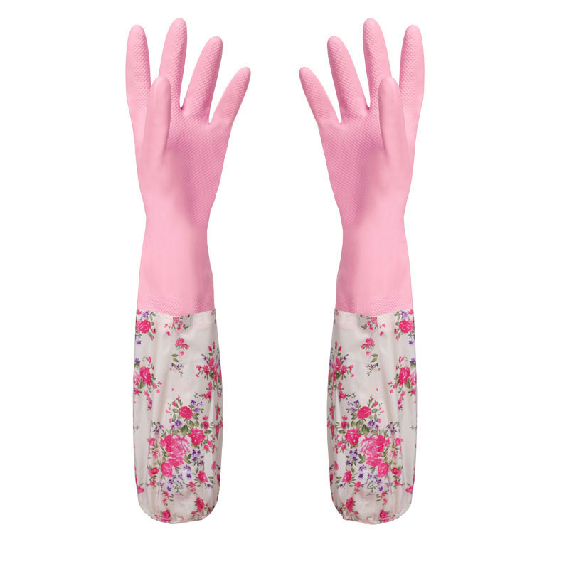 Floral Long Household Cleaning Gloves